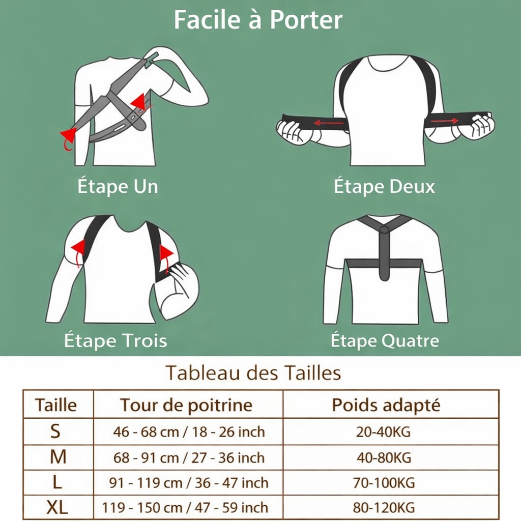 Ceinture de soutien de la clavicule et de la colonne vertébrale